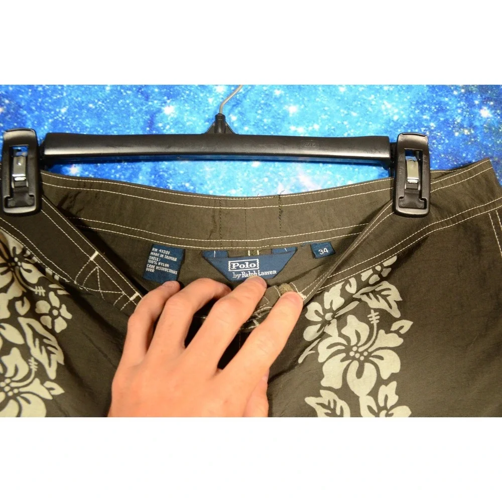 Polo By Ralph Lauren Board Shorts Mens 34 Green Floral Hawaiian Swim Trunks